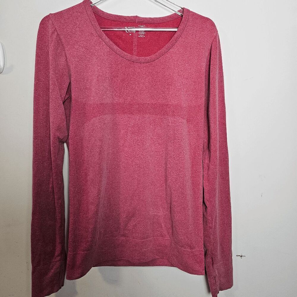 Zyia Active Heather Long Sleeve Performance Shirt Women's Red Size Medium